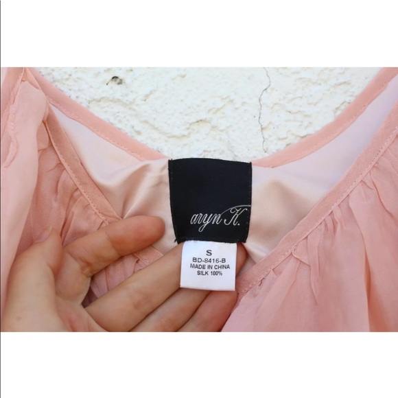 Aryn k silk ruffle strappy mini blush Barbie pink dress - Picture 3 of 5